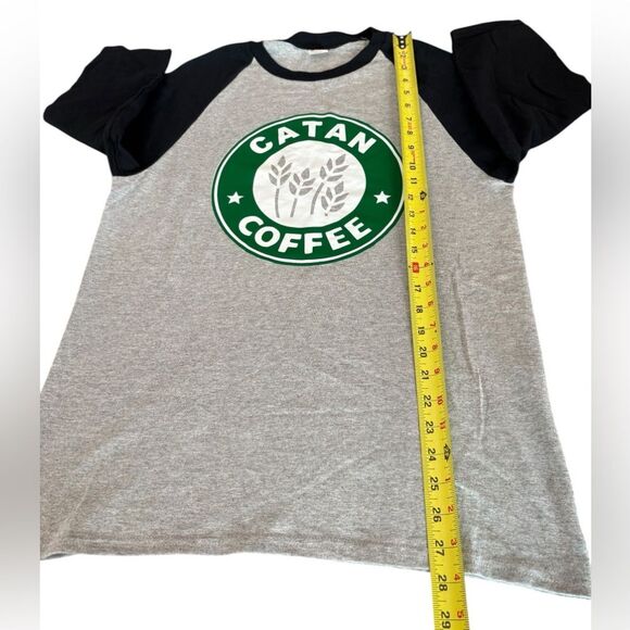 Catan Coffee Raglan Tee Shirt Black and Gray Green Unisex - Picture 5 of 6